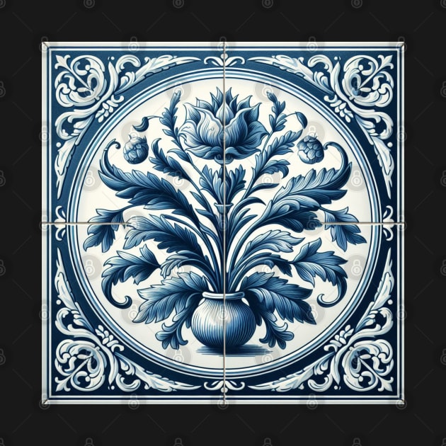 Delft Tile With Plant Pot No.3 by artnook