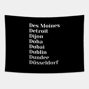 City Names starting with D, Mug, Pin, Tote, Tapestry