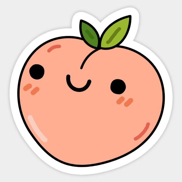 kawaii peach fruit kawaii peach sticker teepublic kawaii peach fruit