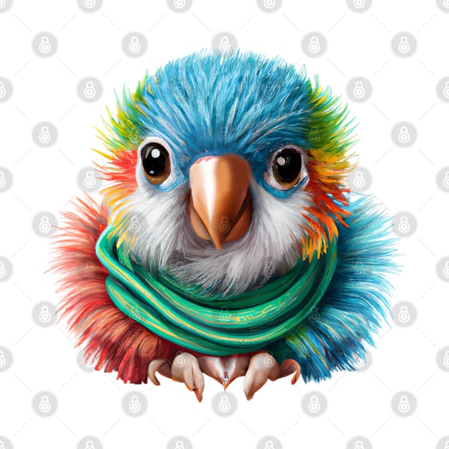Adorable Cartoon Fluffy Happy Baby Parrot by CBV