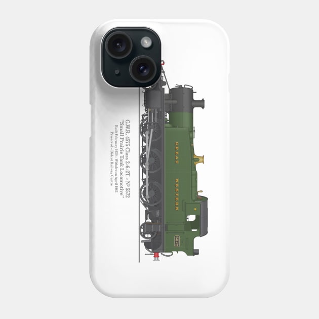 GWR Small Prairie Class 4575 Tank Locomotive Number 5572 Phone Case by SteveHClark