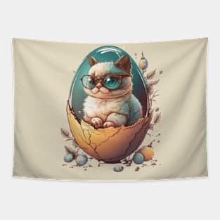 Funny Cat In The Egg - Humor Birthday Gift ideas For Women Cat Owner Tapestry