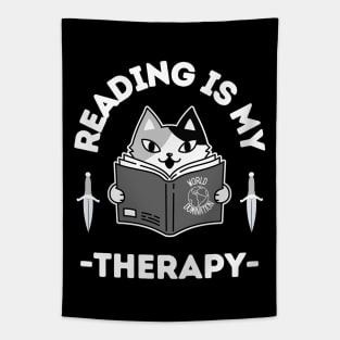 Reading Is My Therapy.Cat Reading Tapestry