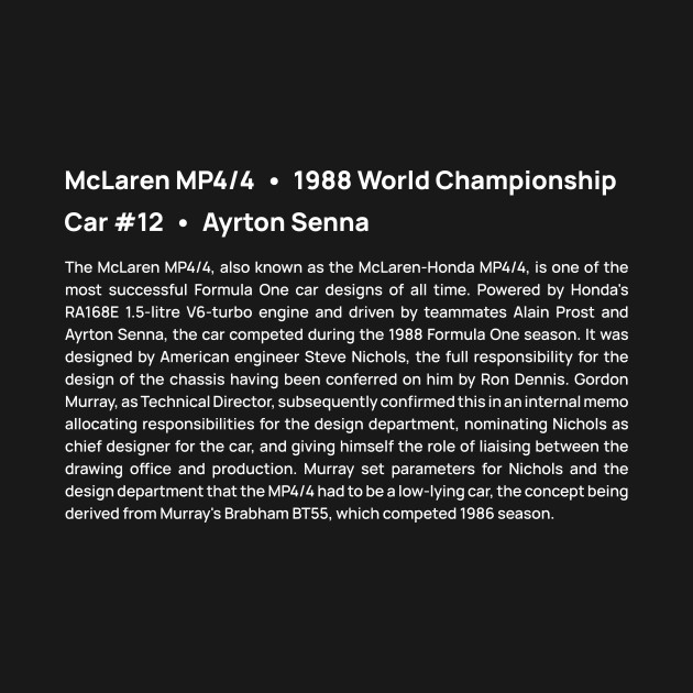 Vintage F1 Ayrton Senna McLaren 1988 by Abaan