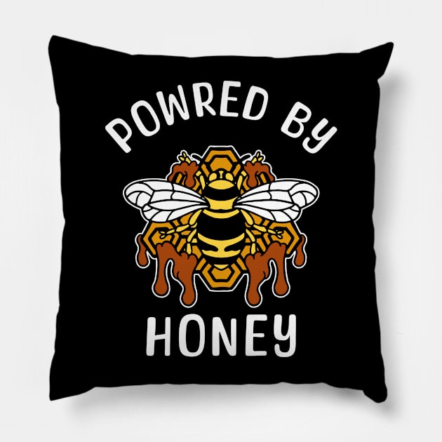 Powred By Honey Cute Kwaii Funny Bee Pillow by Odetee