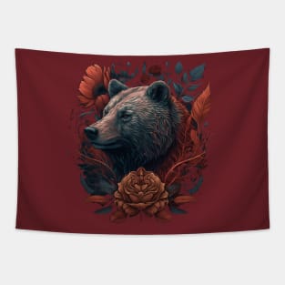 Cute Floral Bear Tapestry