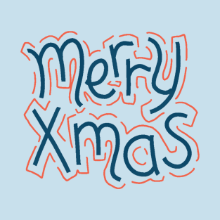 Merry Xmas in blue and orange T-Shirt