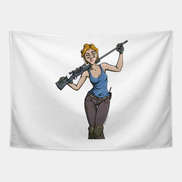 Sniper Girl Tapestry by noturnastudios