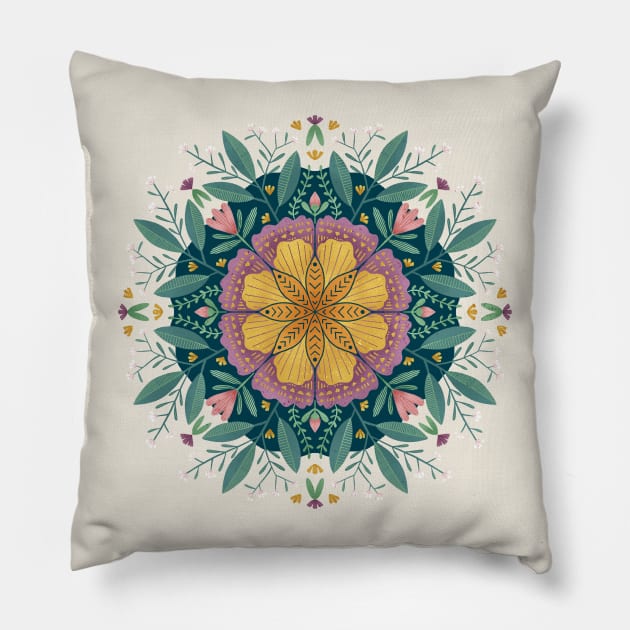 Boho Floral Mandala Pillow by kishi&star