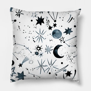 Pocket - HOROSCOPE CONSTELLATIONS PLANETS MOONS WHITE Pillow