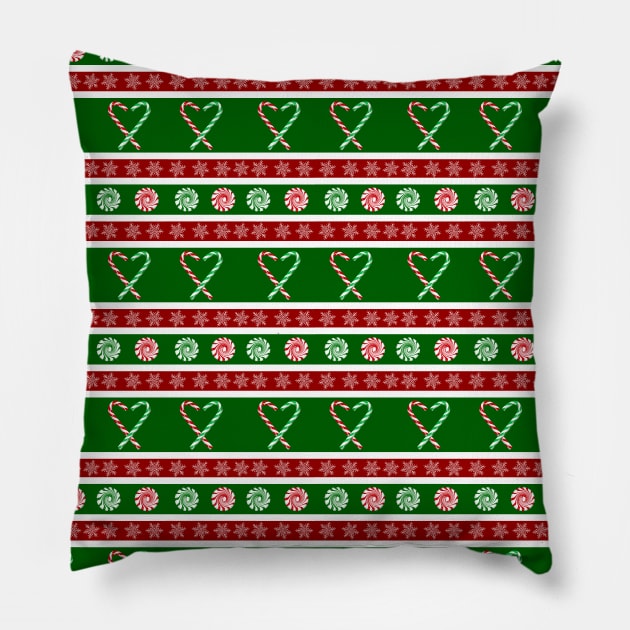 Candy Cane and peppermint stripes Pillow by Quick Brown Fox Canada 