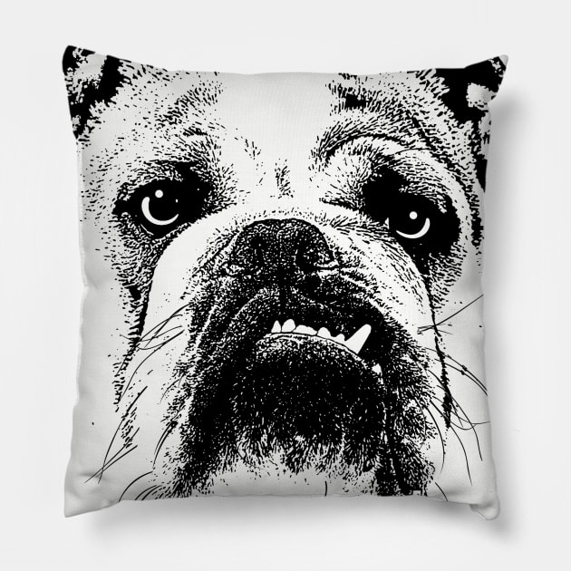 Bulldog T-shirt - English Bulldog lovers Pillow by Manutees