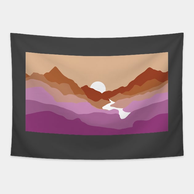 Lesbian Pride Flag Nature Landscape Tapestry by gray-cat