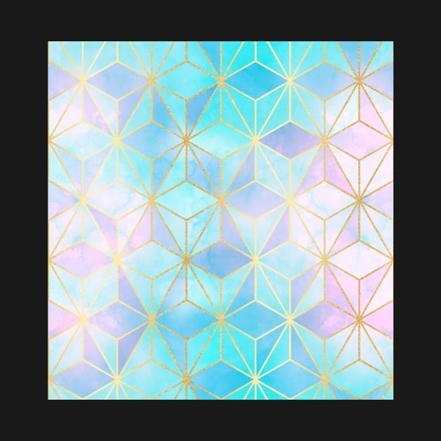 Iridescent & Gold Geometric Pattern by tanyadraws