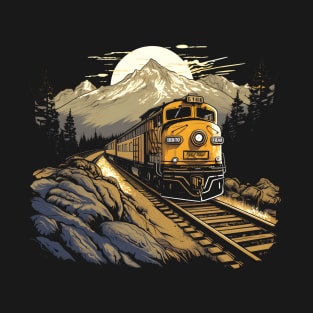 I like trains, Train Engine in the mountains T-Shirt