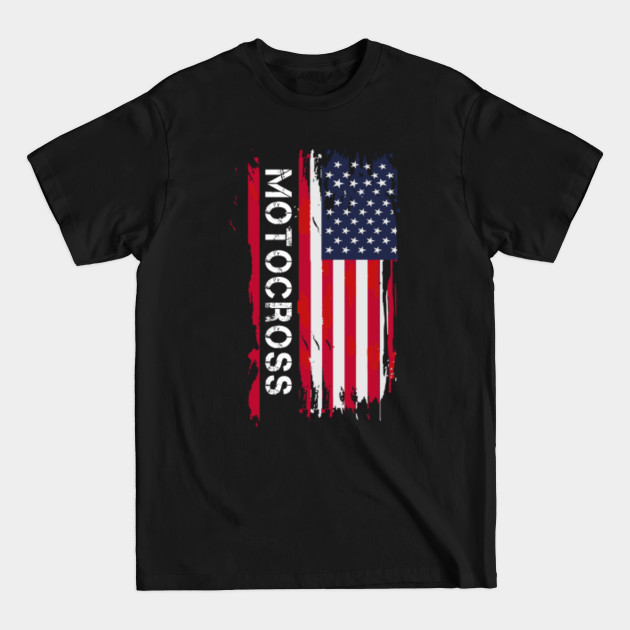 Disover Motocross Patriotic USA Flag - Motocross - T-Shirt