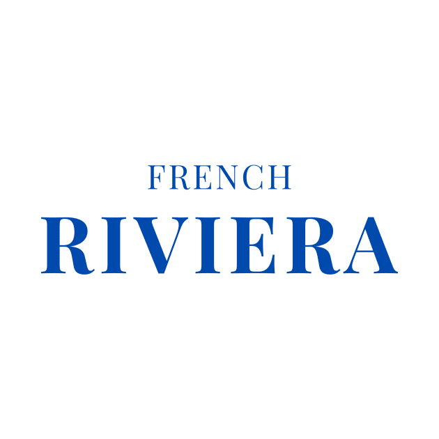 French Riviera Simple Blue Text Design by yourstruly