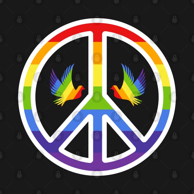 Rainbow Peace Symbol with Rainbow Doves by Wareham Spirals