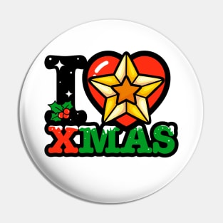 I heart christmas star xmas Pin