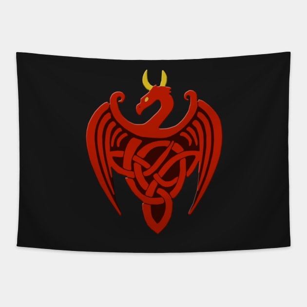 Red Celtic Dragon Tapestry by Atteestude