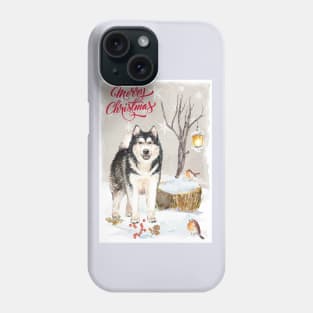 Alaskan Malamute Merry Christmas Santa Dog Phone Case