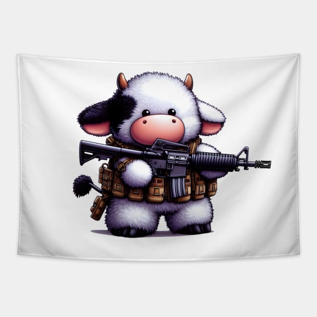 Fluffy Cow Tapestry by Rawlifegraphic