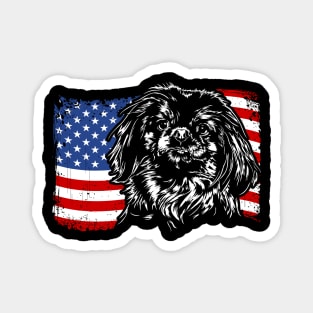 Proud Pekingese American Flag patriotic dog Magnet