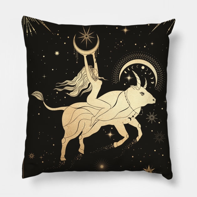 Taurus Zodiac Sign Pillow by Noveltiko