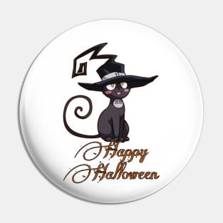 Witch Cat Halloween Pin