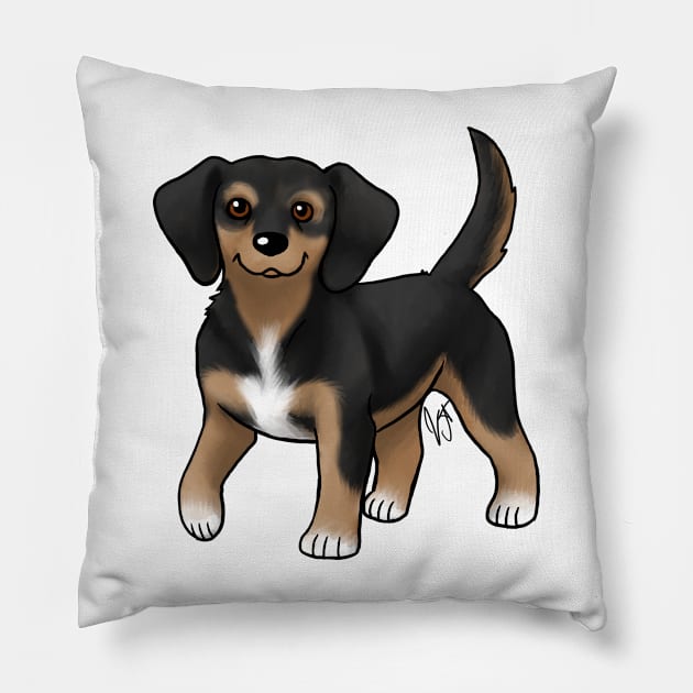 Dog - Queen Elizabeth Pocket Beagle - Black and Tan Pillow by Jen's Dogs Custom Gifts and Designs