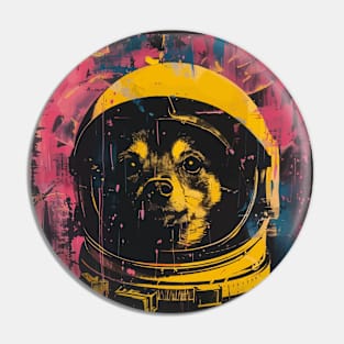 Vintage and vivid jack russel mix dog astronaut portrait Pin