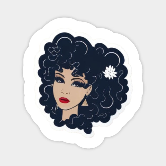 girl with black hair sticker Magnet by Mcvipa⭐⭐⭐⭐⭐