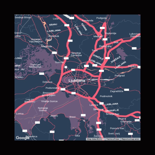 Ljubljana colour map by Mapmania