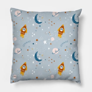 Pattern with stars, rockets and planets Pillow