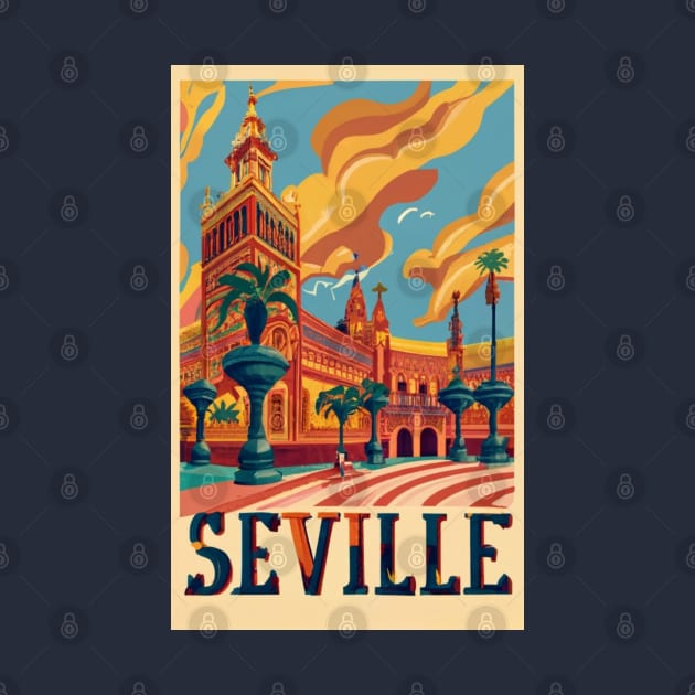 A Vintage Travel Art of Seville - Spain by goodoldvintage