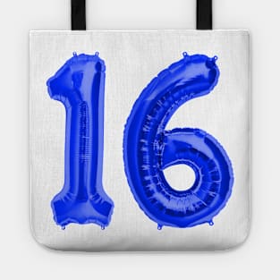 Royal Blue 16th Birthday Metallic Helium Balloons Numbers Tote