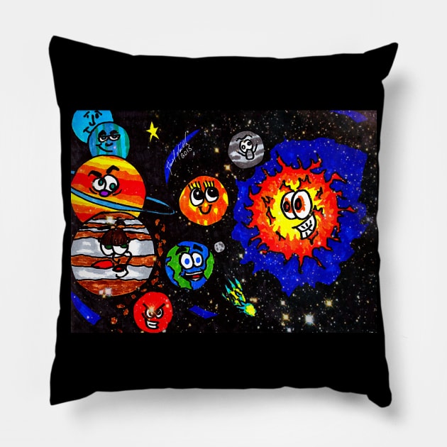 Smiling Solar System Pillow by BladeAvenger