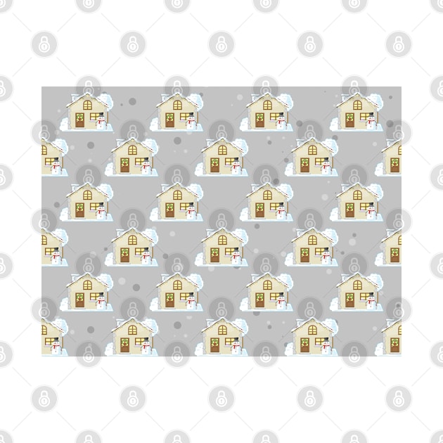 Christmas House Pattern - Grey Background by DesignWood Atelier