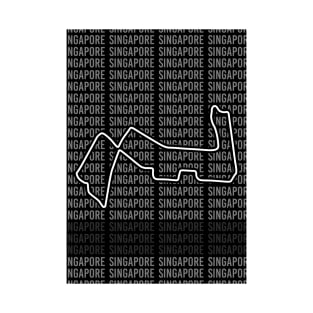 Singapore - F1 Circuit - Black and White T-Shirt