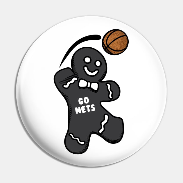 Brooklyn Nets Gingerbread Man Pin by Rad Love