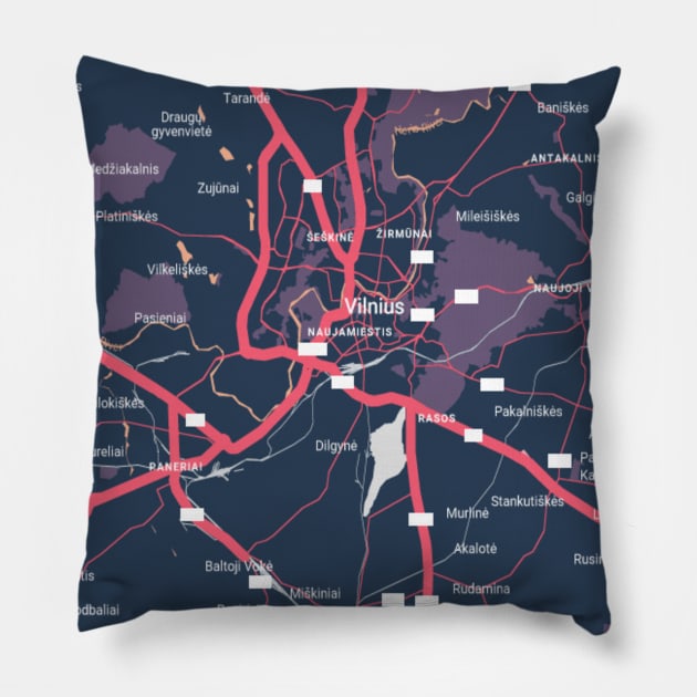 Vilnius colour map Pillow by Mapmania