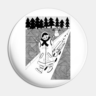 Girl with sledge Pin