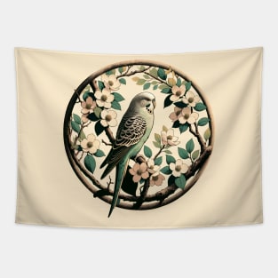 Parakeet and Dogwood Tapestry