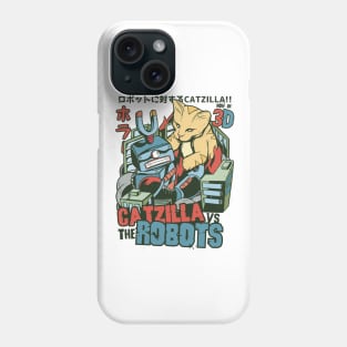 Catzilla v Robots Phone Case