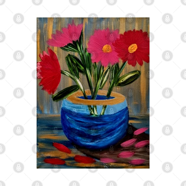 A beautiful bouquet flowers in a glass vase by kkartwork