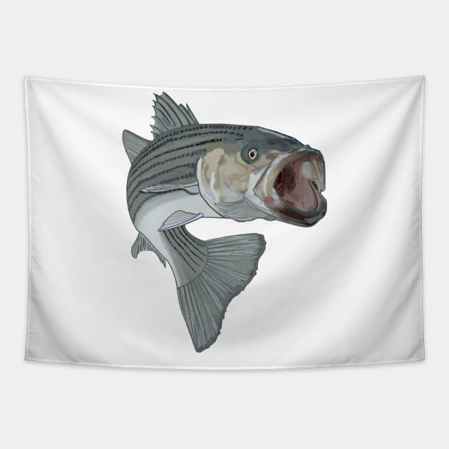 striped bass fishing Tapestry by Hook Ink