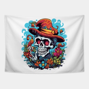 Feeling edgy with this skull graffiti art Tapestry