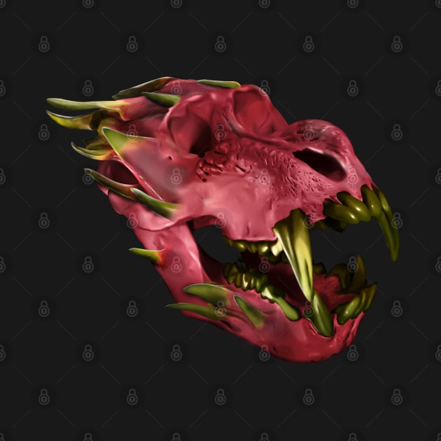 Dragon fruit skull design by Corvons