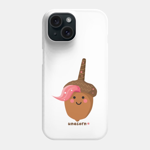Cute Pink Haired Unacorn (Unicorn/Acorn) Phone Case by VicEllisArt