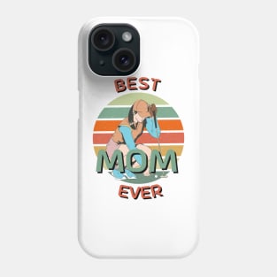 Best Mom Ever Golfing Mom Retro Sunset Phone Case
